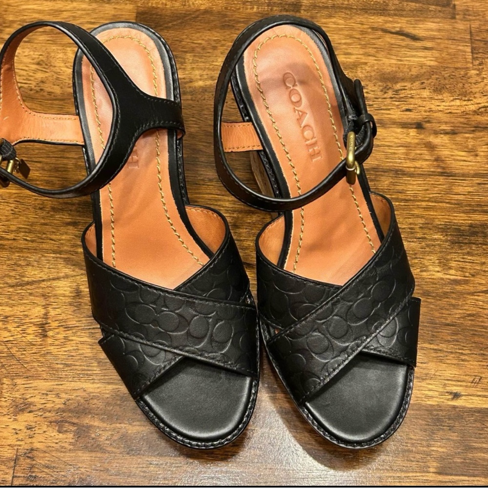 Coach Black Leather Women's Sandals